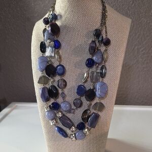 Coldwater Creek Lavender, Blue, Purple,  and Silver Multi-Strand Necklace